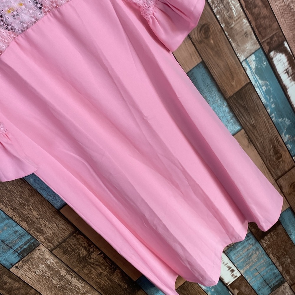 Pink crotchet top baby doll layered dress - Picture 8 of 16
